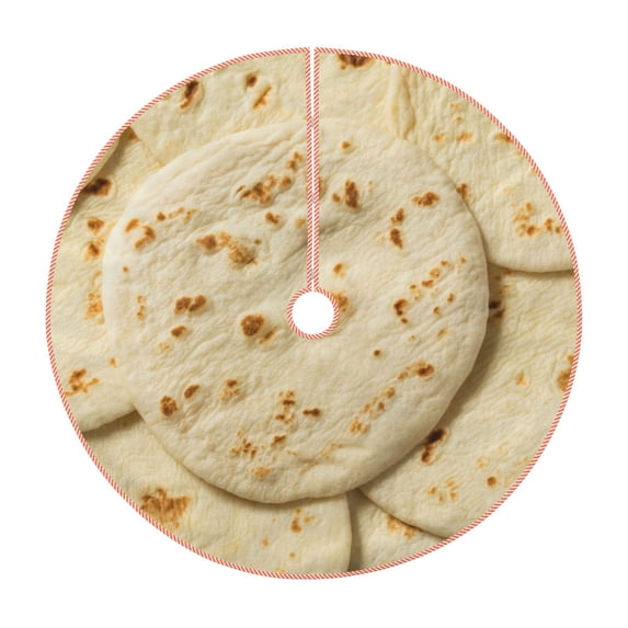 Daiia Taco Tortillas Drawing Merry Christmas Tree Skirt , Xmas Large Lace-up Tree Skirt, Santa Snowflakes Rustic Home Decorations New Year Party Farmhouse Decor-36"