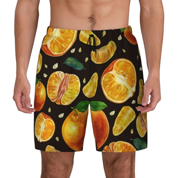 Daiia Tangerine Mens Swim Trunks Swim Shorts Quick Dry Swim Shorts with Mesh Lining Pockets-Medium