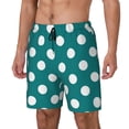 thumbnail image 1 of Daiia Teal And White Polka Dot Mens Swim Trunks Swim Shorts Quick Dry Swim Shorts with Mesh Lining Pockets-Large, 1 of 9