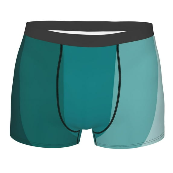 Daiia Teal Color Men's Underwear Boxer Briefs, Cotton Stretch Moisture-Wicking Underwear-Large