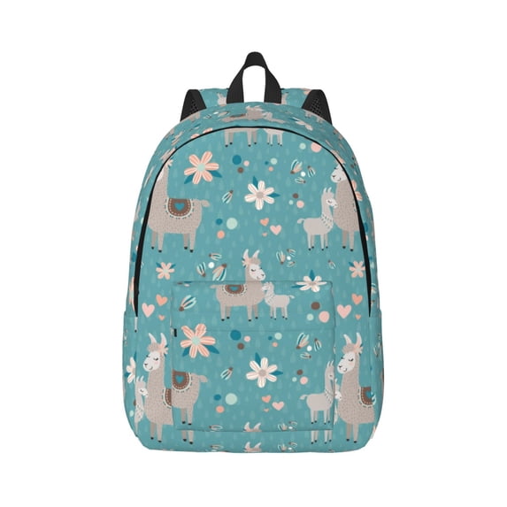 Daiia Teal Mama Llama Vintage Canvas Backpack for Men and Women ,Hiking Backpack,Travel Laptop Bag for School,Large Capacity Backpack