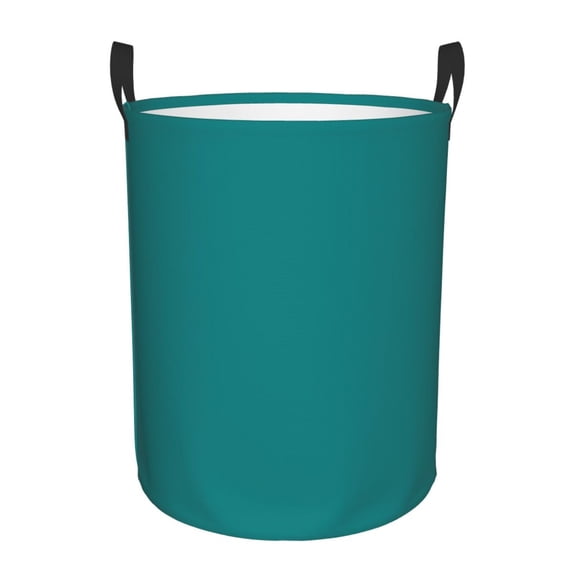 Daiia Teal Round Laundry Basket with Handles Thickened Waterproof Circular hamper,Dirty Clothes Storage Basket for Bedroom,Bathroom,College Dorm-Small