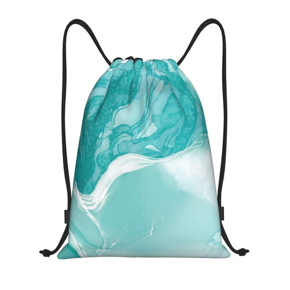 Daiia Teal Turquoise 1 Pattern Drawstring Backpack, Gym Bag, Lightweight Backpack, Water-Resistant Bag Travel Sports Backpack, Fitness Bag, Yoga Bag-Small