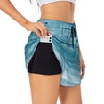thumbnail image 1 of Daiia Teal Turquoise Fluid Stripes Pattern Women's 2 in 1 Running Shorts - Lightweight Athletic Workout Gym Yoga Shorts Liner with Phone Pockets-XX-Large, 1 of 7