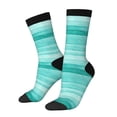 thumbnail image 1 of Daiia Teal Turquoise Print Crew Socks – Soft Breathable Long Socks for Men & Women, Moisture-Wicking & Comfortable Daily Wear Socks, One-Size Fits Most (US 5-11), 1 of 6