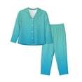 thumbnail image 1 of Daiia Teal Turquoise for Women's Long-Sleeved Pajama Set – Soft & Comfortable Sleepwear Button-Up Pajamas Cozy Lounge Wear-Medium, 1 of 7