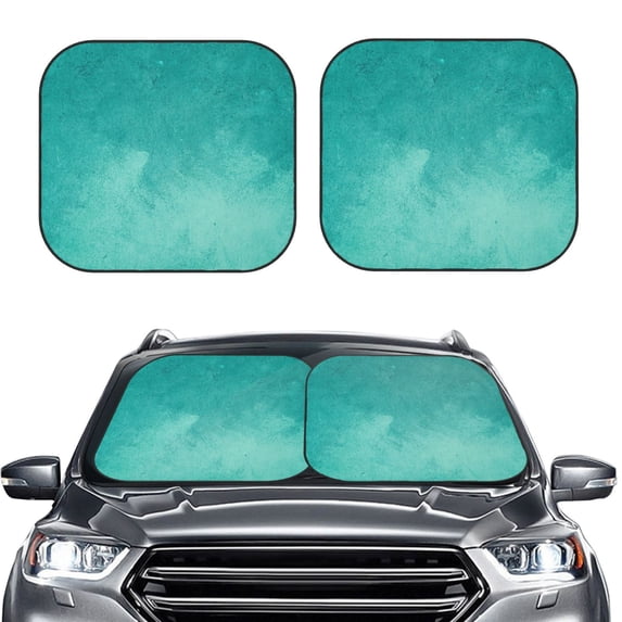 Daiia Teal Turquoise1 2PCS Car Windshield Sun Shade, Foldable Sun Shield for Car Front Window, Auto Sun Blocker Visor Protector Universal for Truck SUV Pickup-Medium