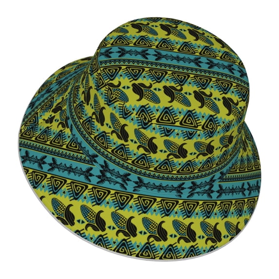 Daiia Teal Vintage Corn Pattern Pattern Bucket Hat - Trendy Cotton Sun Hat for Beach, Golf, Fishing - Fun Outdoor Vacation Boonie for Men and Women
