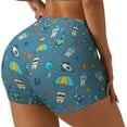 thumbnail image 1 of Daiia Teeth Cosmonaut Pattern Women's Workout Shorts Biker Shorts - High Waisted Workout Spandex Tummy Control Gym Running Yoga Shorts-Large, 1 of 8