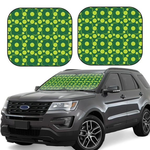 Daiia Tennis Balls 2PCS Car Windshield Sun Shade, Foldable Sun Shield for Car Front Window, Auto Sun Blocker Visor Protector Universal for Truck SUV Pickup-Small