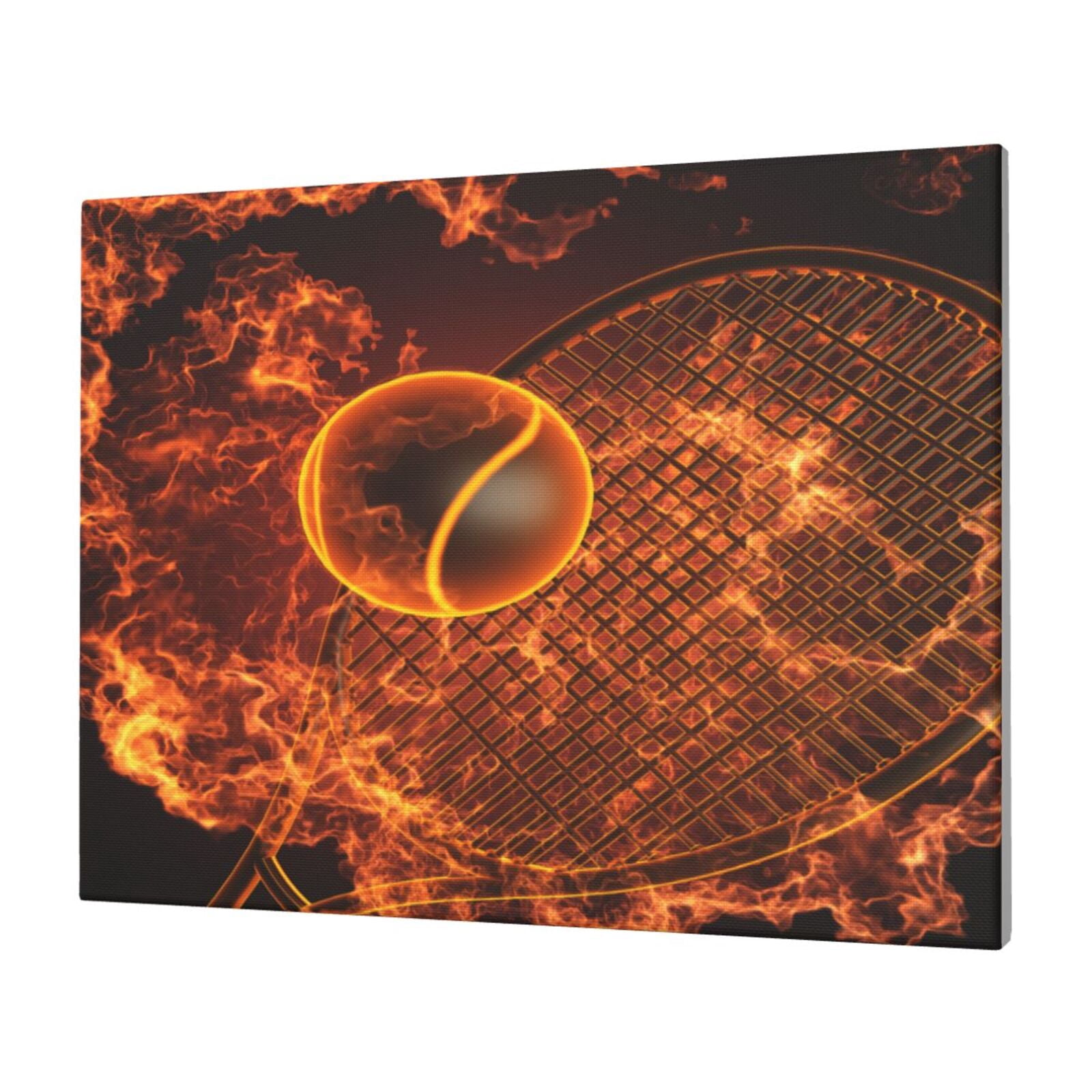 Daiia Tennis Racket In Fire Print Canvas Decorative Picture – 30x40in ...