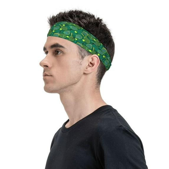 Daiia Tennis Rackets and Balls printed Men's Performance Headband,Sports Headbands,Moisture Wicking Workout Headband