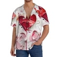 thumbnail image 1 of Daiia Textured Heart Abstract Art Men's Linen Shirts Short Sleeve Casual Shirts Button Down Shirt for Men Beach Summer Wedding Shirt-Small, 1 of 6