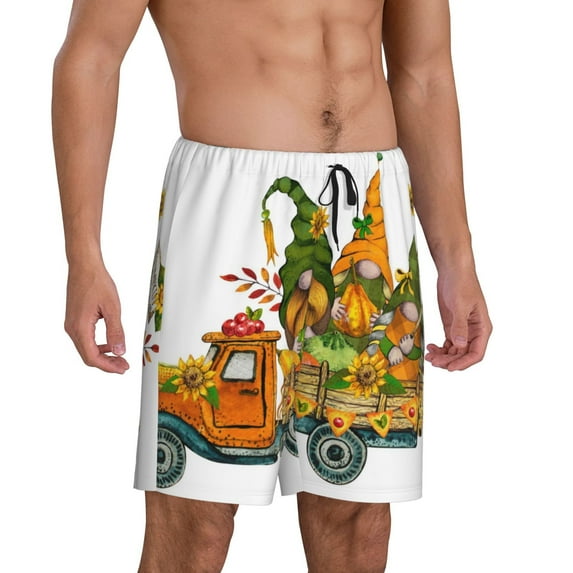 Daiia Thanksgiving Truck Mens Woven Stretch Pajama Short,Short Pajama Pants-4X-Large