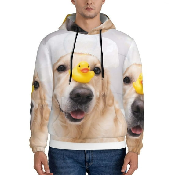 Daiia The Dog Is Sitting In A Bubble Bath for Men's Fashion Hoodies & Sweatshirts with Kangaroo Pocket Hooded Sweatshirt Breathable & Moisture Wicking-Medium