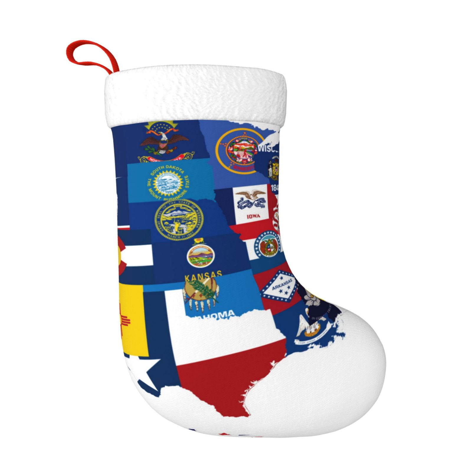 Daiia The Map Of United States Print Christmas Stocking，18