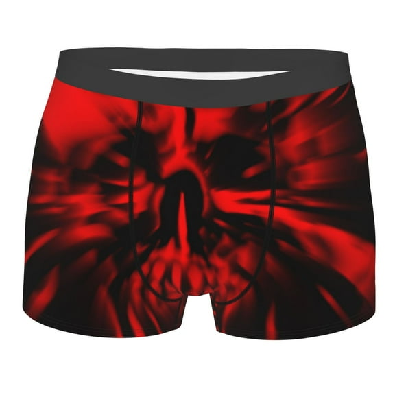 Daiia The Red Head Skull Men's Underwear Boxer Briefs, Cotton Stretch Moisture-Wicking Underwear-Small