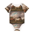 thumbnail image 1 of Daiia Three Horses Oil Painting Printed Unisex-Baby Short Sleeve Onesies Bodysuits Baby Climbing Clothes Soft and Comfortable Romper with Expandable Shoulder Design-3 Months, 1 of 8