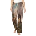 thumbnail image 1 of Daiia Three Horses Oil Painting Women's Sleep Pant with Pockets and Drawstring,Pajama Pants-Medium, 1 of 9