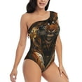 thumbnail image 1 of Daiia Tiger In The Fallen Leaf Forest Women's One Piece Swimsuits Personalized One Shoulder Swimwear Asymmetric Ruffle Bathing Suits-X-Large, 1 of 8