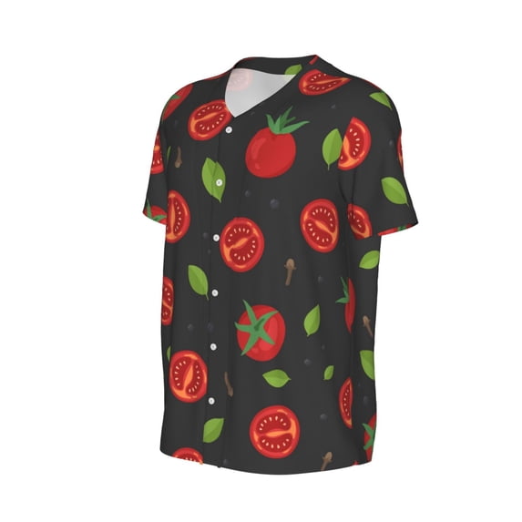 Daiia Tomatoes1 Mens Baseball Jersey Button Down Shirts Short Sleeve Sports Uniforms-3X-Large