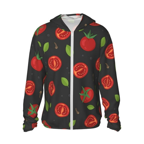 Daiia Tomatoes1 UPF 50+ Sun Protection Hoodie Jacket Lightweight Long Sleeve Sun Shirt for Women Men with Pocket Hiking Outdoor-Medium