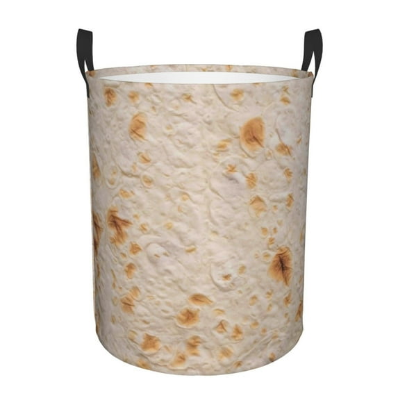 Daiia Tortilla Round Laundry Basket with Handles Thickened Waterproof Circular hamper,Dirty Clothes Storage Basket for Bedroom,Bathroom,College Dorm-Medium