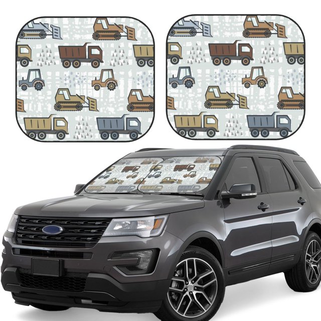 Daiia Tractor And Dumper Windshield Sun Shade 2 Pack Foldable Car Front Window Sunshade For Most