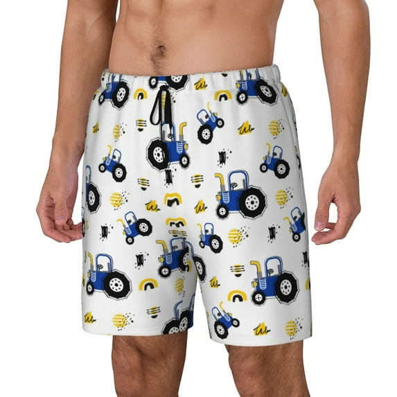 Daiia Tractor And Vehicle Mens Swim Trunks Swim Shorts Quick Dry Swim Shorts with Mesh Lining Pockets-Small
