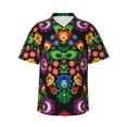 thumbnail image 1 of Daiia Traditional Floral Polish Hawaiian Shirt for Men Gentle Cotton Regular Short Sleeve Casual-Large, 1 of 9