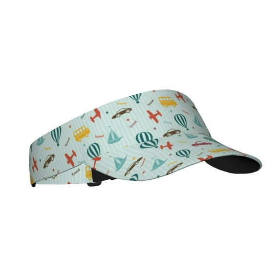 Daiia Transport Travel Pattern Sport Sun Visor Hats Visor Cap Adjustable Empty Top Baseball Cap Cotton Ball Caps for Women and Men