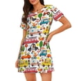 thumbnail image 1 of Daiia Transports with Animals Print Women's Nightshirt Soft Nightgowns for Women Short Sleeve dress Short-sleeved Sleepwear, 1 of 6