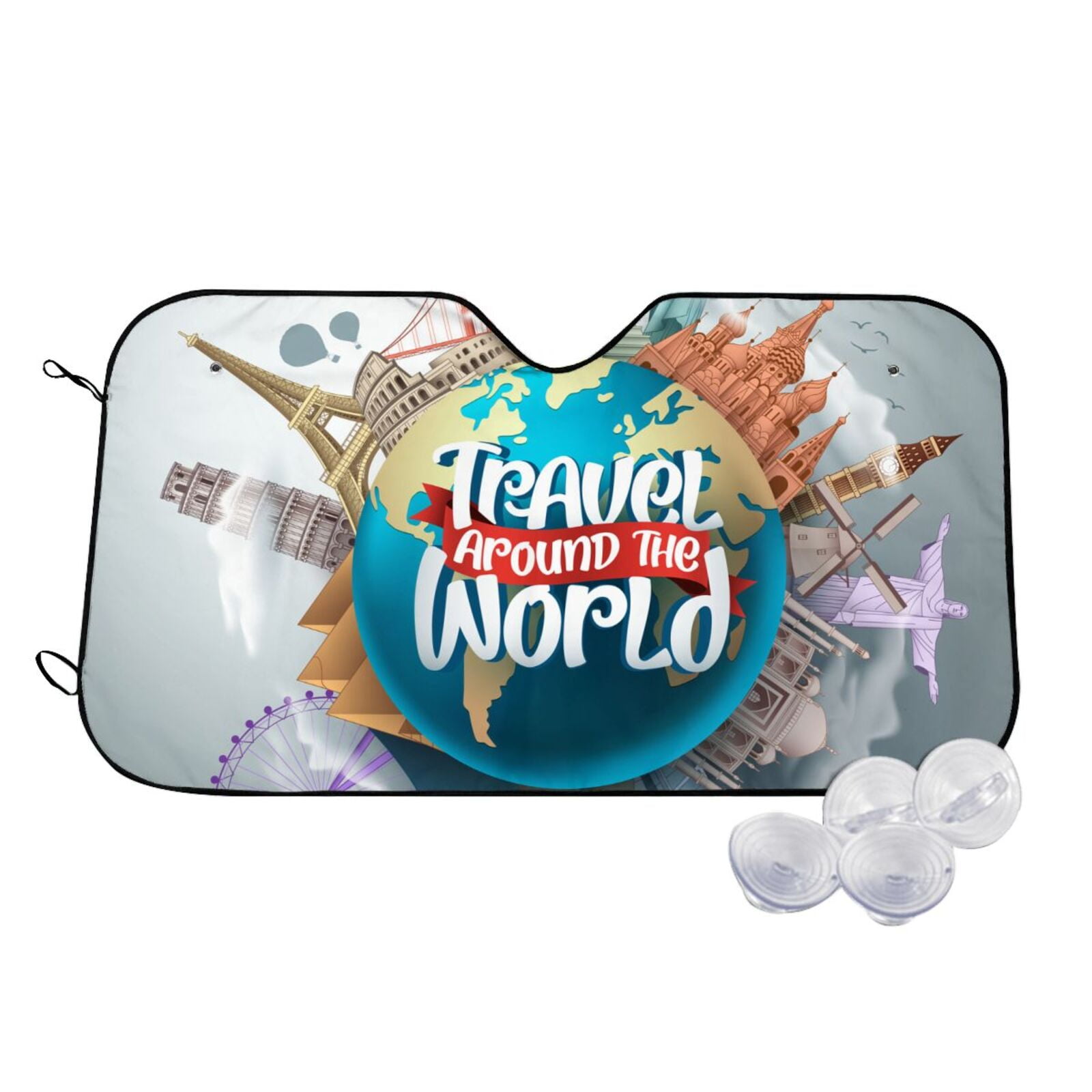 Daiia Travel Around The World Windshield Sun Shade for Car SUV Truck
