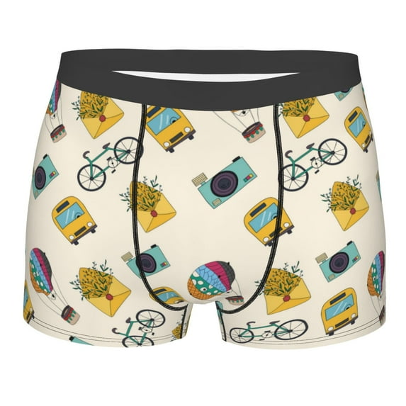 Daiia Travel Elements Men's Underwear Boxer Briefs, Cotton Stretch Moisture-Wicking Underwear-Large