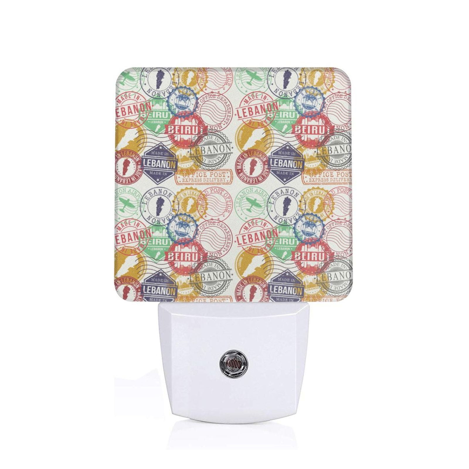 Daiia Travel Stamp Pattern Plugin LED Backlit Night Light with Motion
