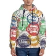 thumbnail image 1 of Daiia Travel Stamp for Men's Fashion Hoodies & Sweatshirts with Kangaroo Pocket Hooded Sweatshirt Breathable & Moisture Wicking-3X-Large, 1 of 7