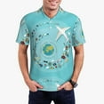 thumbnail image 1 of Daiia Travelling on Airplane Pattern Men’s Polo Shirts,Solid Deck Shirt,Classic Fit, Breathable Cotton Polo for Casual and Sport Wear-Small, 1 of 7