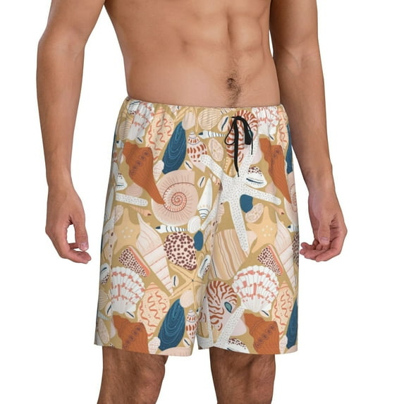 Daiia Tropical Beach Sea Shell Mens Woven Stretch Pajama Short,Short Pajama Pants-Large