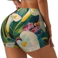 thumbnail image 1 of Daiia Tropical Floral Jungle Pattern Women's Workout Shorts Biker Shorts - High Waisted Workout Spandex Tummy Control Gym Running Yoga Shorts-X-Large, 1 of 8