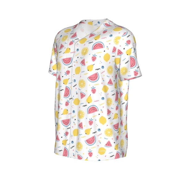 Daiia Tropical Fruit Mens Baseball Jersey Button Down Shirts Short Sleeve Sports Uniforms-Small
