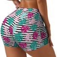 thumbnail image 1 of Daiia Tropical Leaves Pattern Women's Workout Shorts Biker Shorts - High Waisted Workout Spandex Tummy Control Gym Running Yoga Shorts-XX-Large, 1 of 8
