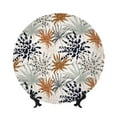 thumbnail image 1 of Daiia Tropical Leaves Printed Pattern Ceramic Plate Dinner Plates Bone China Decorative Plates with Display Stand Art Ceramic Ornaments for Wall Hanging Decoration-6in, 1 of 6