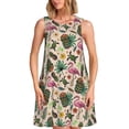 thumbnail image 1 of Daiia Tropical Mask Flamingo Print Women's Dresses 2025 Trendy Short sleeve Dresses Casual Baggy Flowy Maxi Sun Dresses, 1 of 7