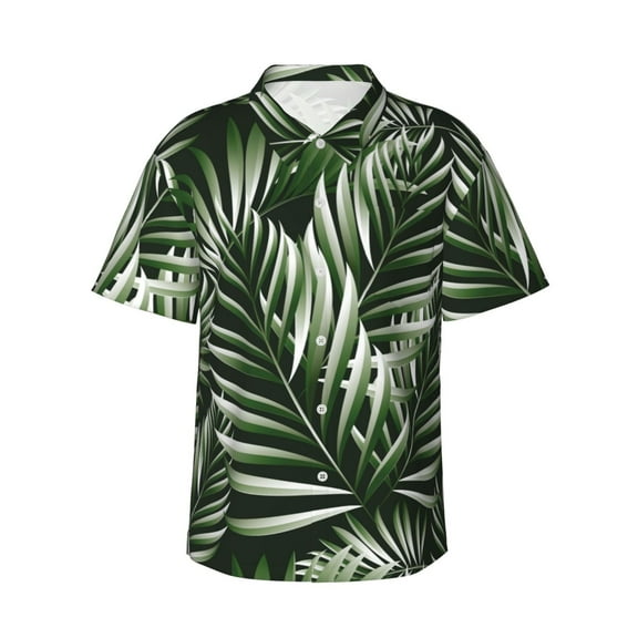 Daiia Tropical Palm Leaves1 Hawaiian Shirt for Men Gentle Cotton Regular Short Sleeve Casual-Medium