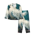 thumbnail image 1 of Daiia Tropical Parrot Floral Artwork for Women's Long-Sleeved Pajama Set – Soft & Comfortable Sleepwear Button-Up Pajamas Cozy Lounge Wear-X-Large, 1 of 7
