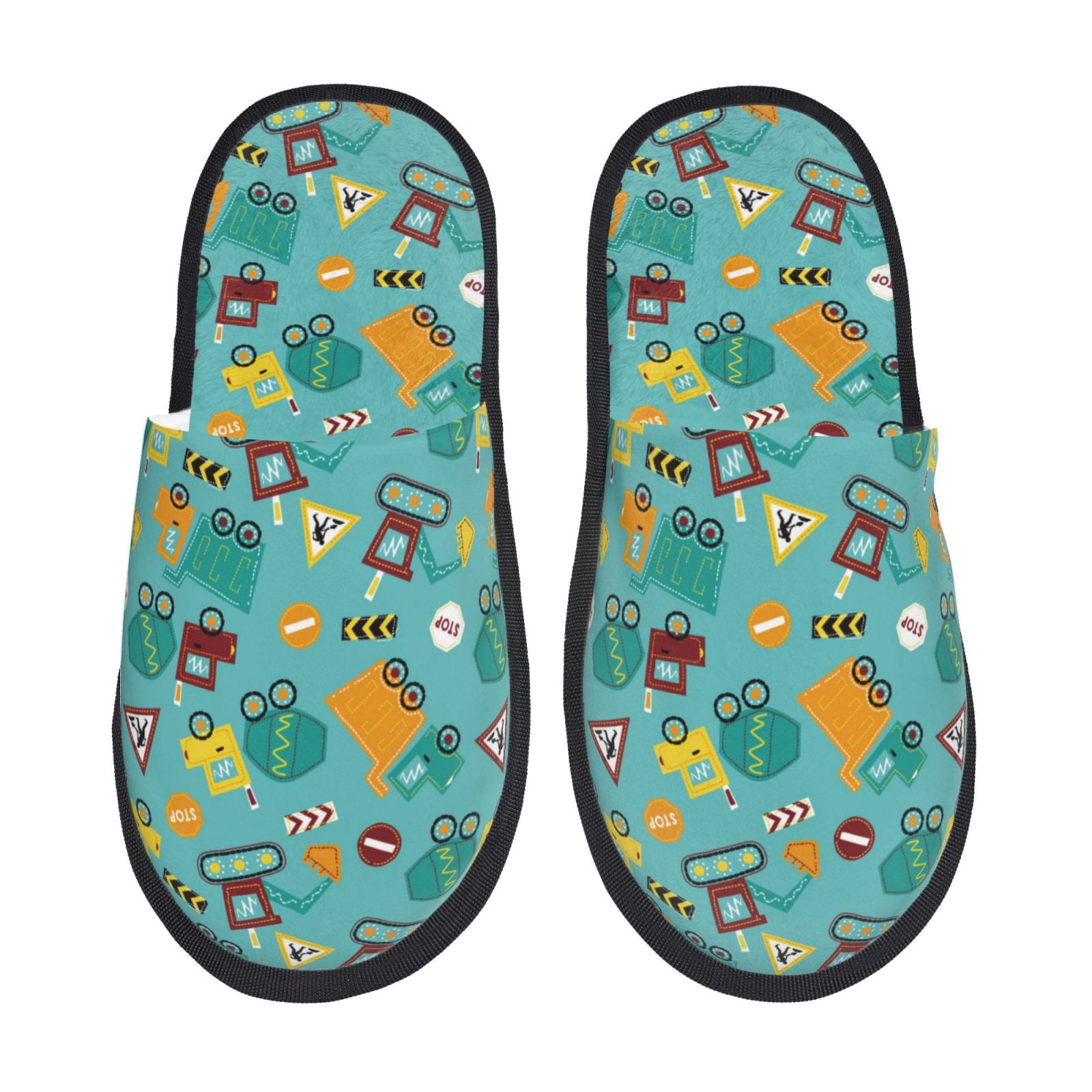 Men's Winter Warm Plush Slippers - Indoor Waterproof Leather House Shoes, Thick Bottom Cotton