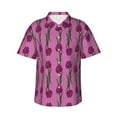 thumbnail image 1 of Daiia Tulips Flowers Hawaiian Shirt for Men Gentle Cotton Regular Short Sleeve Casual-XX-Large, 1 of 9