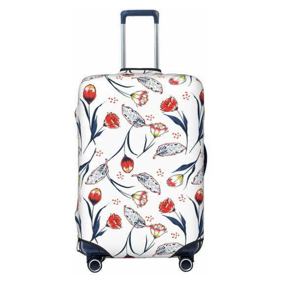 Daiia Tulips Flowers Luggage Cover, Thickened Washable Travel Luggage Covers, Elastic Unique Baggage Covers for 18-20 inch Luggage-Large