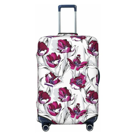 Daiia Tulips Flowers Luggage Cover, Thickened Washable Travel Luggage Covers, Elastic Unique Baggage Covers for 18-20 inch Luggage-Medium