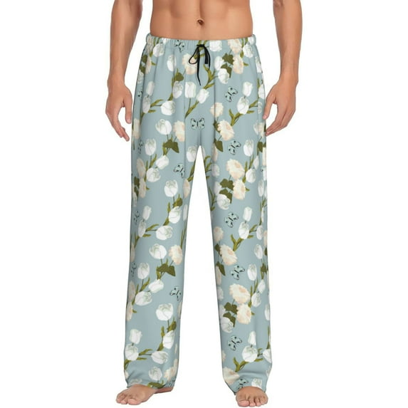 Daiia Tulips Flowers Men's Sleep Pant with Pockets and Drawstring,Pajama Pants-XX-Large